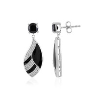 Boucles d'oreilles en argent et Spinelle noir