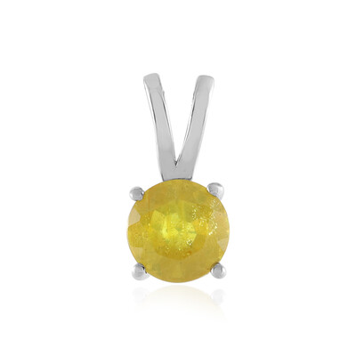 Pendentif en argent et Saphir jaune de Madagascar