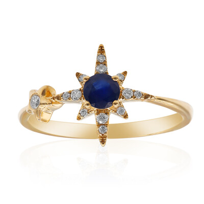 Bague en or et Saphir bleu de Ceylan