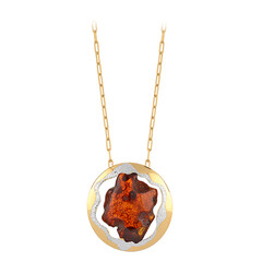 Collier en argent et Ambre baltique couleur cognac