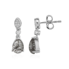 Boucles d'oreilles en argent et Quartz rutile noir