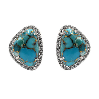 Boucles d'oreilles en argent et Turquoise cuivrée bleue (Faszination Türkis)