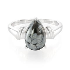 Bague en argent et Obsidienne Flocon-de-Neige