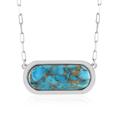 Collier en argent et Turquoise bleue cuivrée de Mohave (Faszination Türkis)