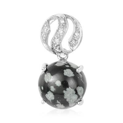 Pendentif en argent et Obsidienne Flocon-de-Neige