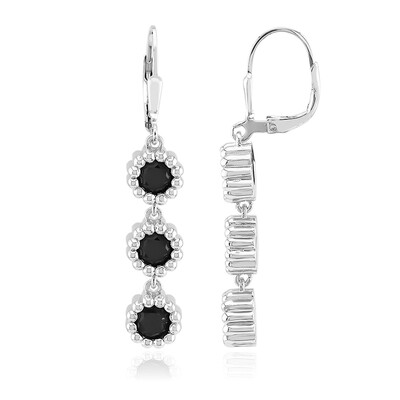 Boucles d'oreilles en argent et Saphir noir