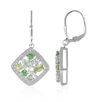 Boucles d'oreilles en argent et Améthyste verte