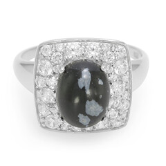 Bague en argent et Obsidienne Flocon-de-Neige