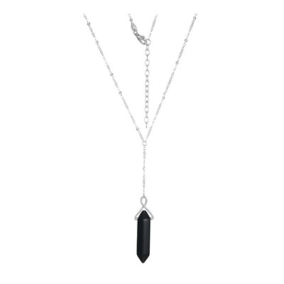 Collier en argent et Obsidienne