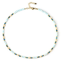 Collier en argent et Aragonite bleue (Riya)