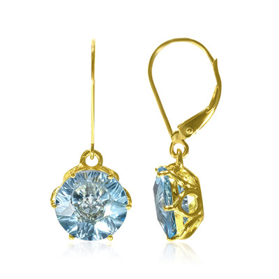 Boucles d'oreilles en or et Topaze bleu Suisse (Glenn Lehrer)