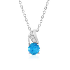 Collier en argent et Apatite bleu néon