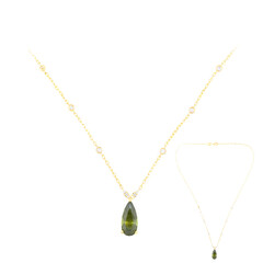 Collier en or et Sphalérite verte de Bulgarie (de Melo)