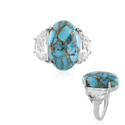 Bague en argent et Turquoise bleue cuivrée de Mohave (Faszination Türkis)