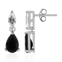 Boucles d'oreilles en argent et Saphir noir