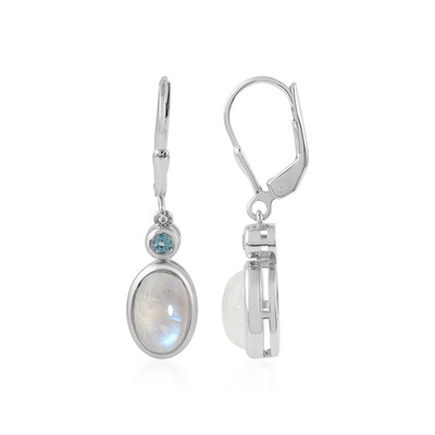 Boucles d'oreilles en argent et Pierre de lune bleue (KM by Juwelo)