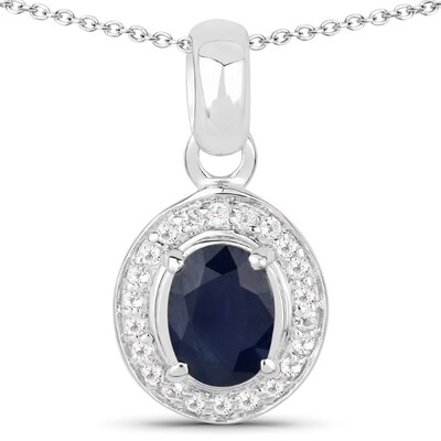 Collier en argent et Saphir bleu