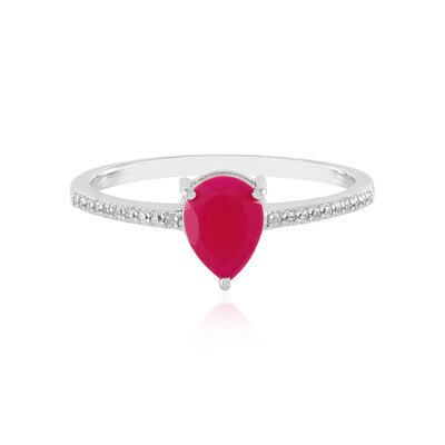 Bague en argent et Calcedoine framboise