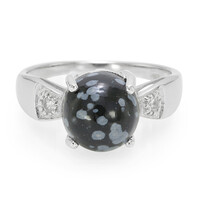 Bague en argent et Obsidienne Flocon-de-Neige