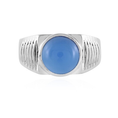 Bague pour homme en argent et Calcédoine bleue