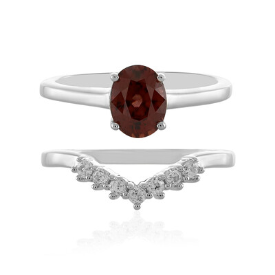 Bague en argent et Zircon acajou