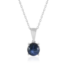 Collier en argent et Saphir étoilé bleu