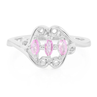 Bague en argent et Saphir rose de Ceylan