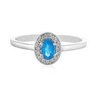 Bague en argent et Apatite bleu néon