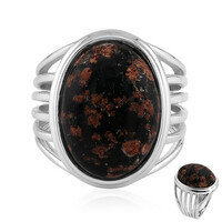 Bague en argent et Obsidienne fleurie