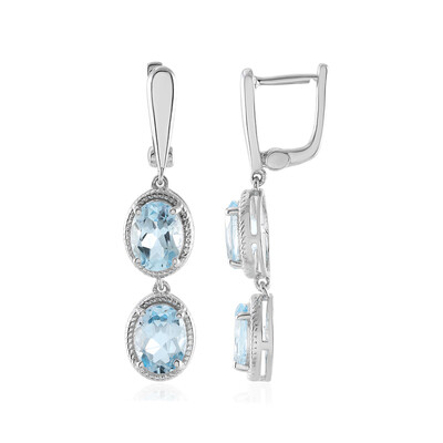 Boucles d'oreilles en argent et Topaze bleu ciel