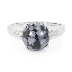 Bague en argent et Obsidienne Flocon-de-Neige