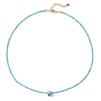 Collier en argent et Apatite bleu néon