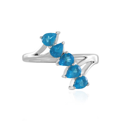 Bague en argent et Apatite bleu néon