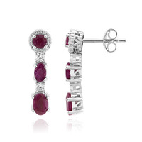 Boucles d'oreilles en argent et Rubis