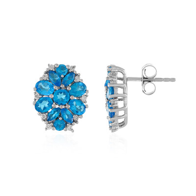 Boucles d'oreilles en argent et Apatite bleu néon