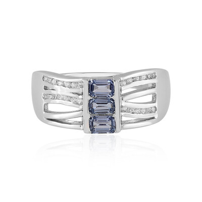 Bague en argent et Saphir bleu de Ceylan non chauffé (Adela Silber)