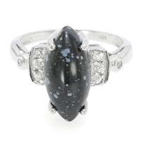 Bague en argent et Obsidienne Flocon-de-Neige