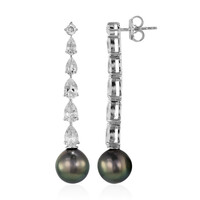 Boucles d'oreilles en argent et Perle de culture de Tahiti