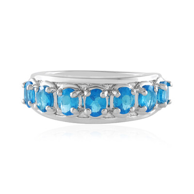 Bague en argent et Apatite bleu néon