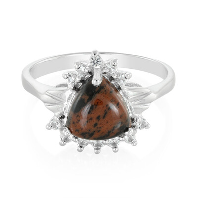 Bague en argent et Obsidienne acajou