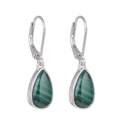 Boucles d'oreilles en argent et Malachite