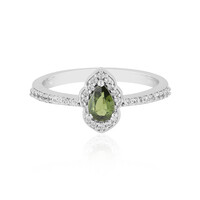 Bague en argent et Zircon de Ceylan vert