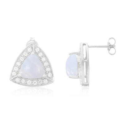 Boucles d'oreilles en argent et Agate zonée bleue