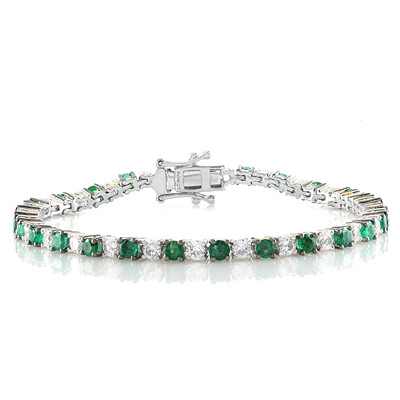 Bracelet en argent et Emeraude de Zambie (Gems en Vogue)