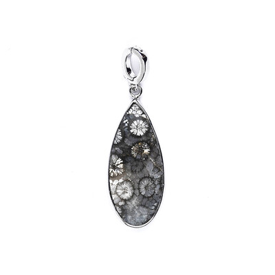 Pendentif en argent et Corail fossilisé