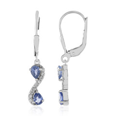 Boucles d'oreilles en argent et Saphir bleu de Ceylan non chauffé