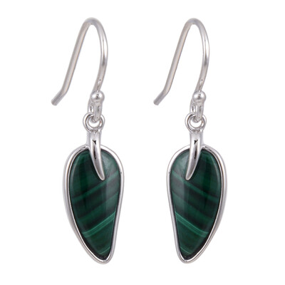 Boucles d'oreilles en argent et Malachite