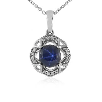 Collier en argent et Saphir étoilé bleu