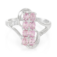 Bague en argent et Saphir rose de Ceylan