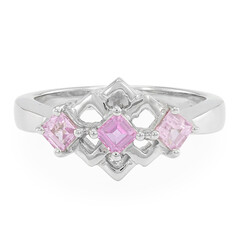 Bague en argent et Saphir rose de Ceylan